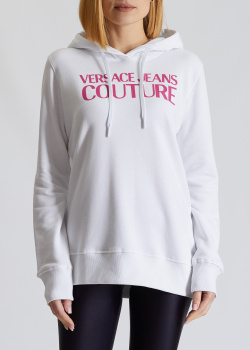 Белое худи Versace Jeans Couture с фирменным принтом, фото